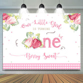 Lofaris Our Litter Girl Is turning 1st Birthday Strawberry Backdrop